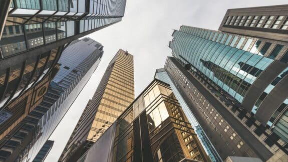 Low Angle View of Skyscrapers in Hong Kong